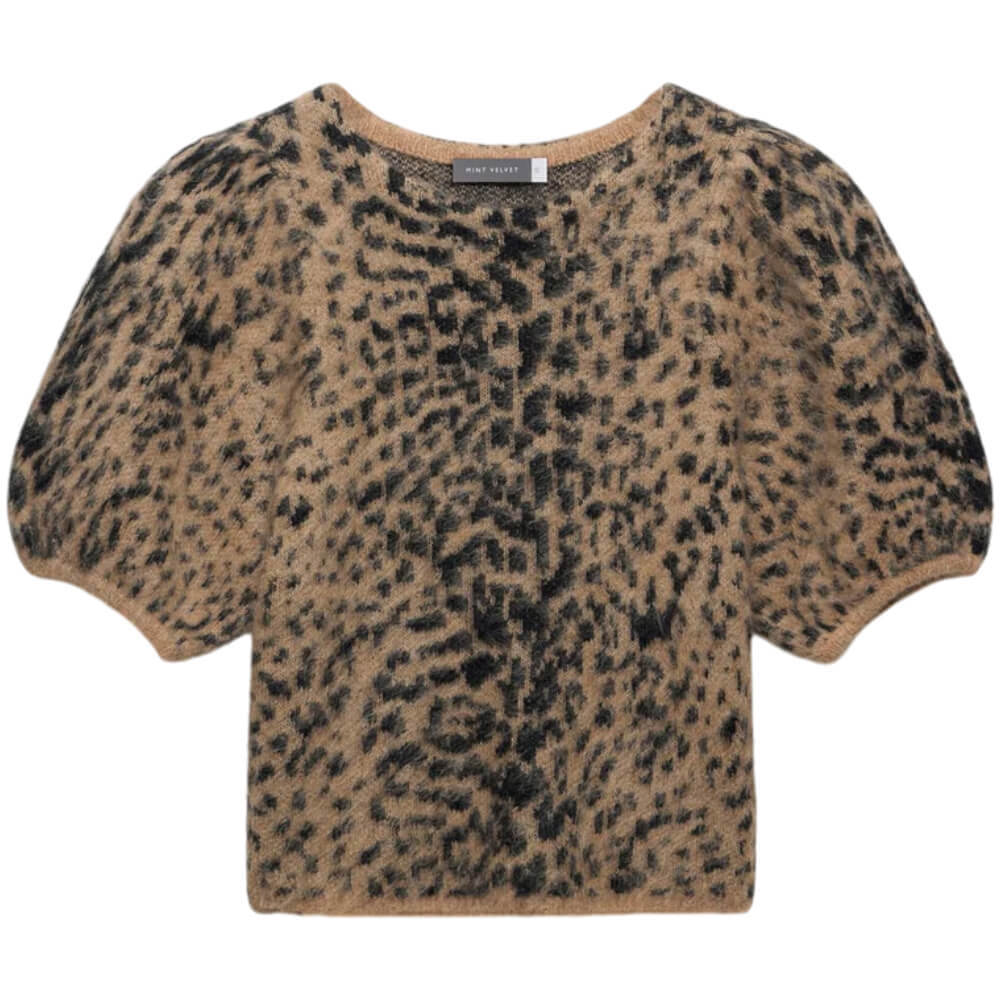 Mint Velvet Leopard Wool Blend Knit Top